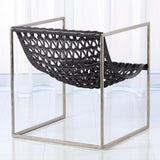 Global Views Knit & Pearl Chair - Nickel/Dark Grey Leather Furniture global-views-JG9.90000