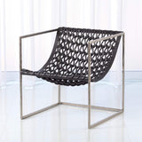 Global Views Knit & Pearl Chair - Nickel/Dark Grey Leather Furniture global-views-JG9.90000