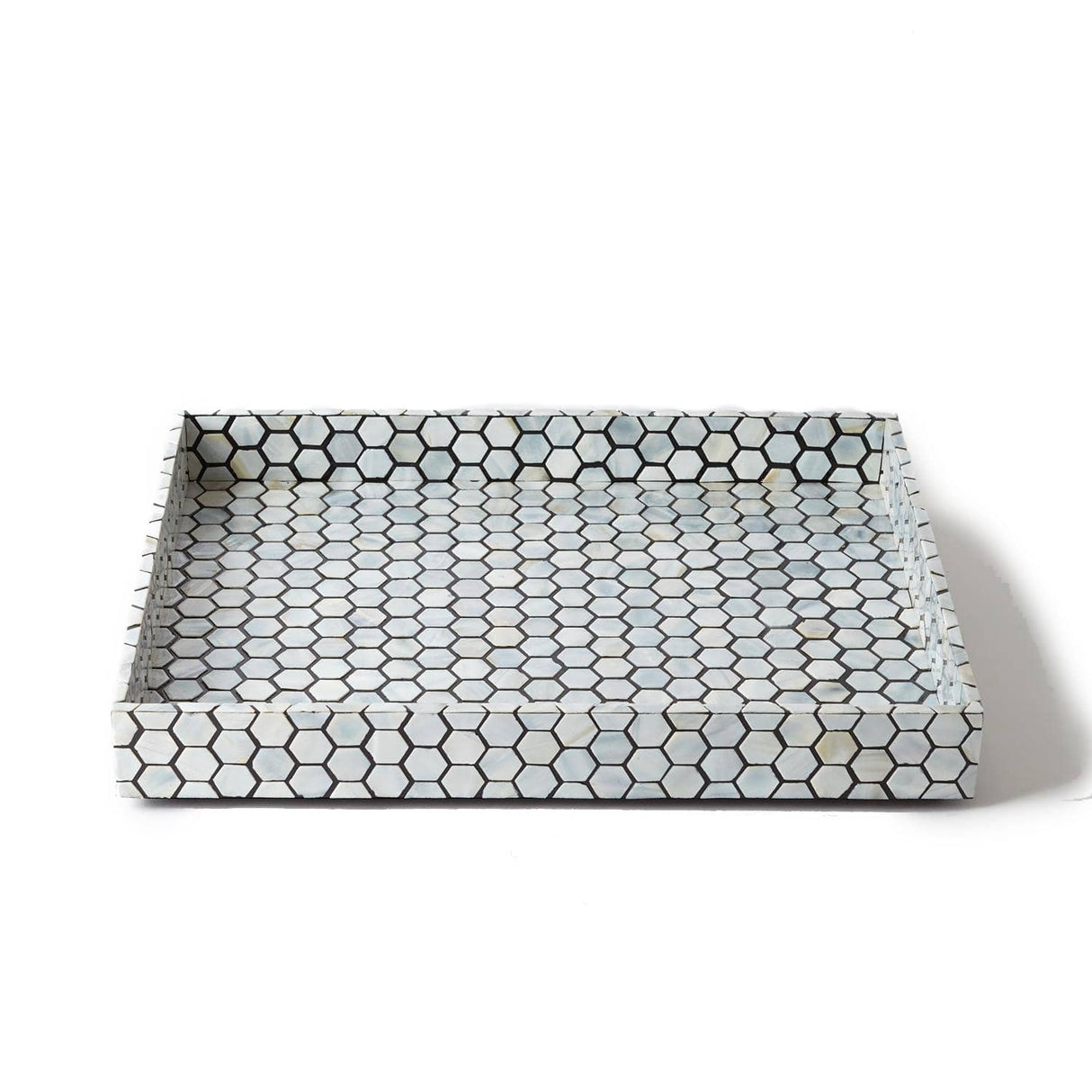 Global Views Mother of Pearl Tray - Black Decor