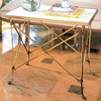 Global Views Rectangular Directoire Table in Brass and White Marble Furniture Global-Views-8792 00651083187920