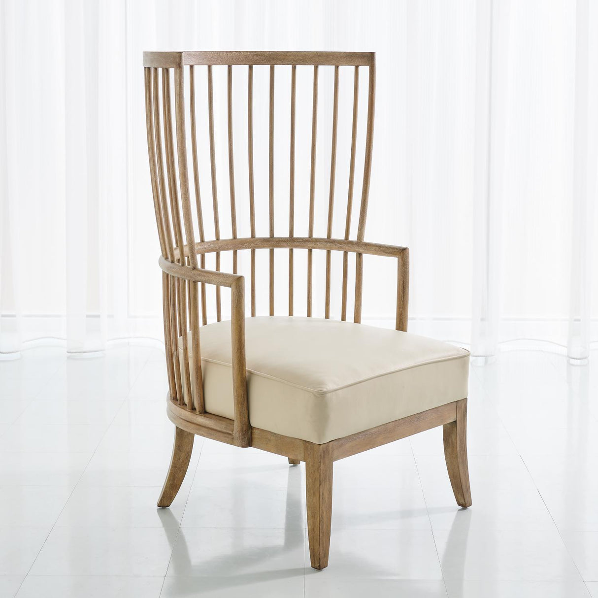 Global Views Spindle Wing Chair - Beige Leather Furniture global-views-7.20194