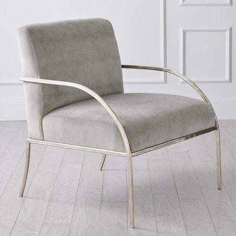 Global Views Swoop Chair - Grey Velvet Furniture global-views-9.93091 00651083076262