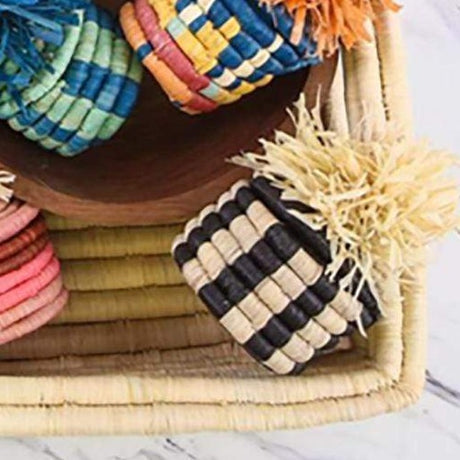 Handwoven Baskets by BLU Black Pom Pom Basket Ornament Art across-africa-OO.20140
