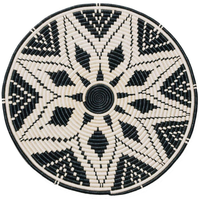 Handwoven Baskets by BLU Black + White Jumbo Wall Disc (Last One!) Wall across-africa-DW.10010