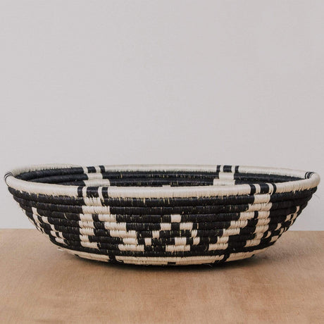 Handwoven Baskets by BLU Jumbo Black + White Intore Basket Wall across-africa-FB.10104