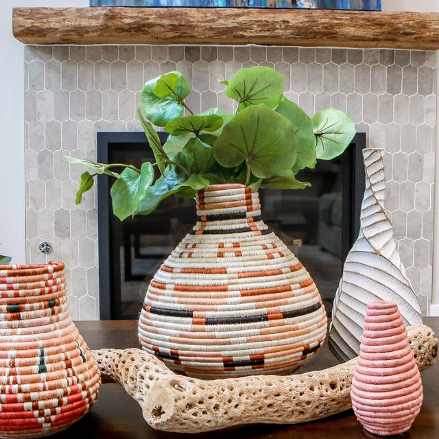 Handwoven Baskets by BLU Peach Mpira Vase Pillow & Decor across-africa-UV.10150