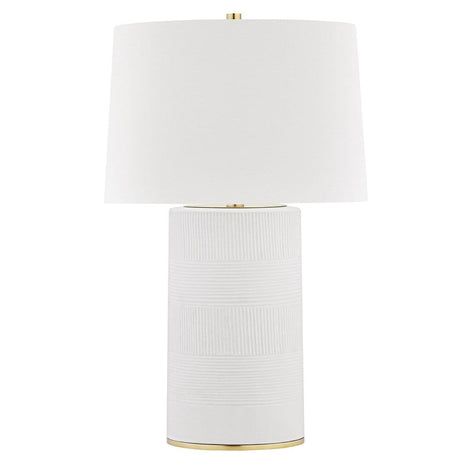 Hudson Valley Borneo Table Lamp - Stripe Combo Lighting hudson-valley-L1376-AGB/WH 806134894467