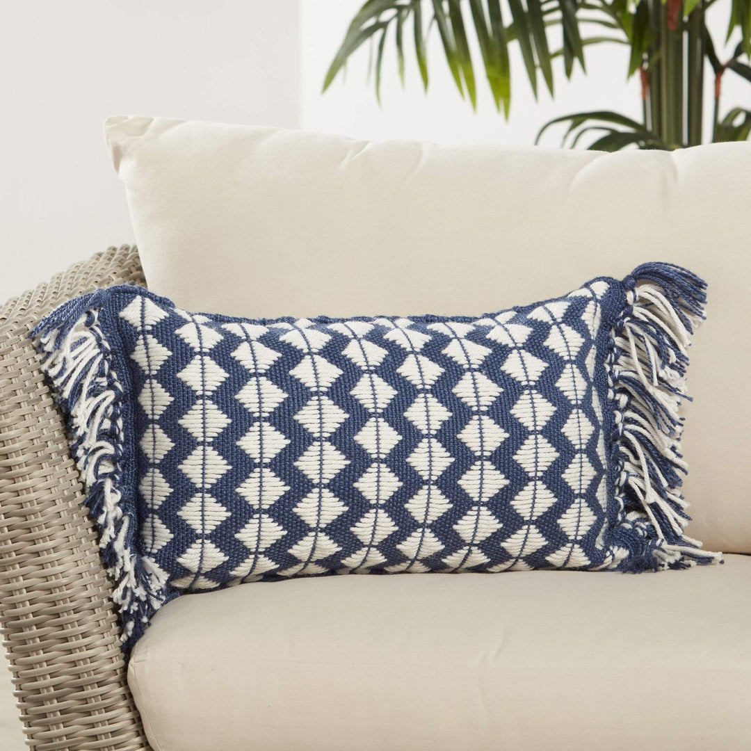 Jaipur Chesa Perdita Indoor/Outdoor Lumbar Pillow- Dark Blue