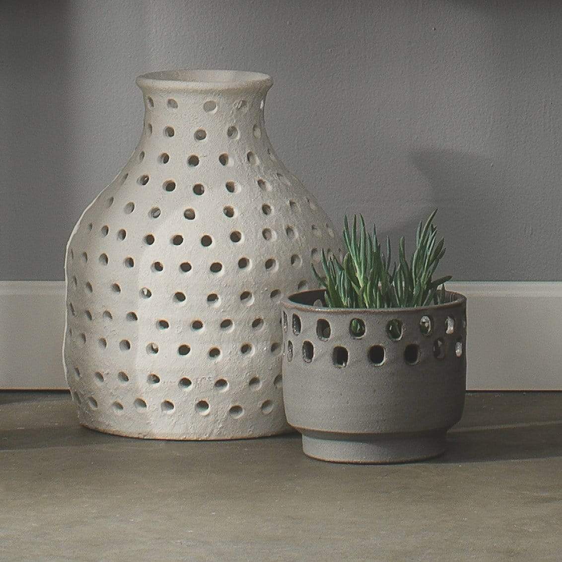 Jamie Young Co. Perforated Pot-Large-7PERF-LGGR