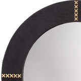 Jamie Young Co. Round Cross Stitch Mirror - Buff Leather Wall