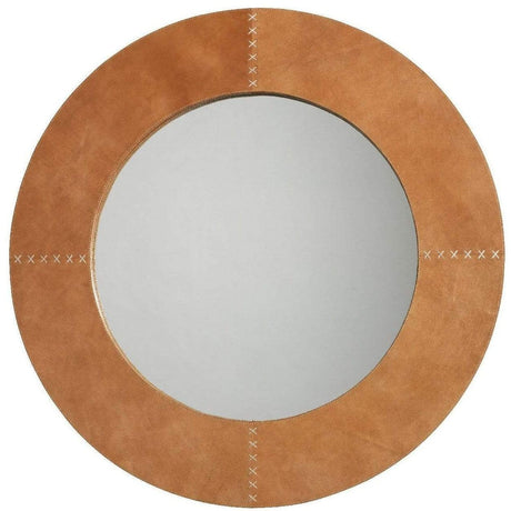 Jamie Young Co. Round Cross Stitch Mirror - Buff Leather Wall Jamie-Young-7CROS-LGLE 00688933010787