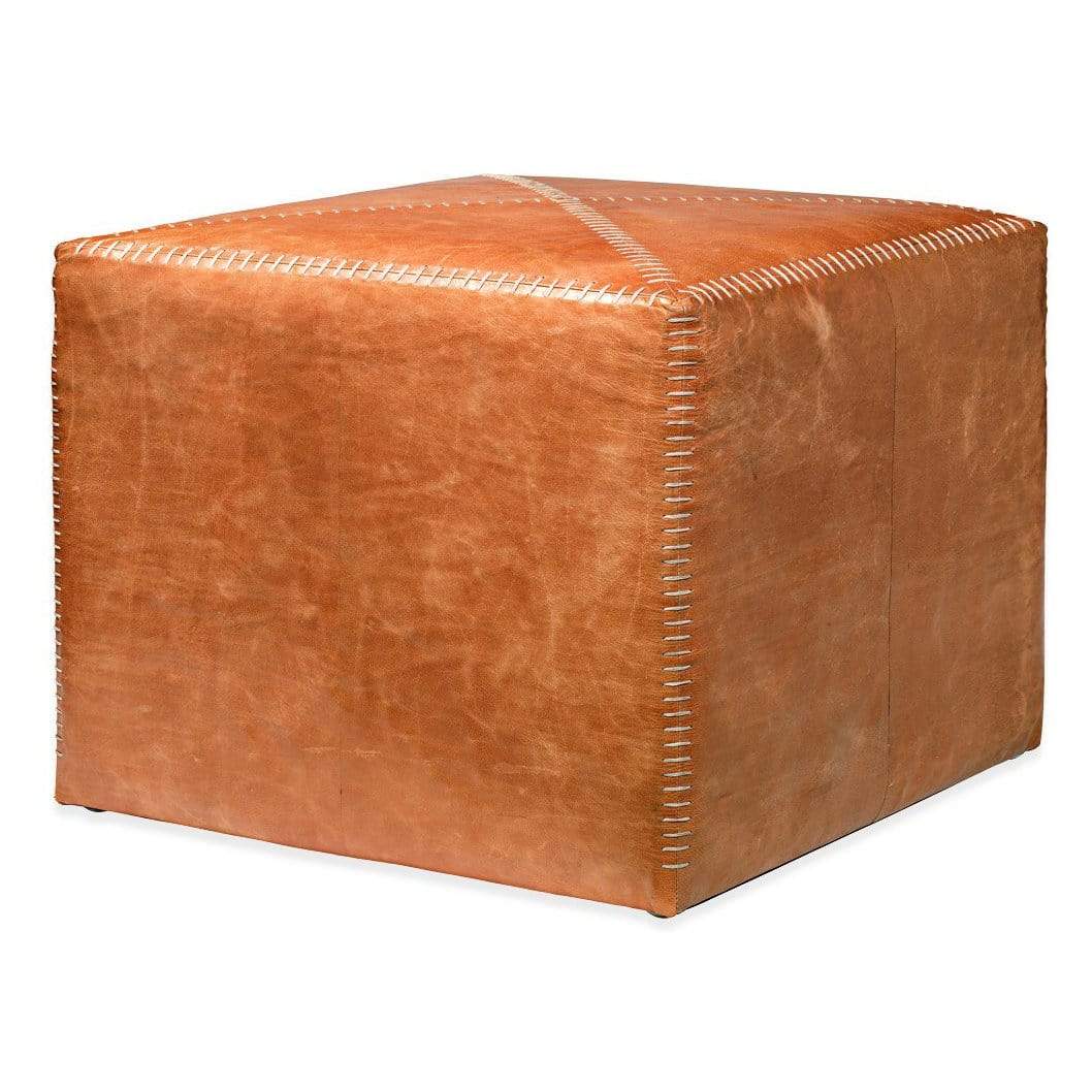 Jamie Young Co. Small Buff Leather Ottoman Furniture Jamie-Young-20OTTO-SMLE 00190257598426