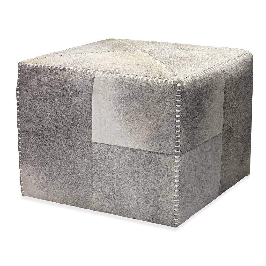 Jamie Young Co. Small Grey Hide Ottoman Furniture Jamie-Young-20OTTO-SMGR 00190255827177