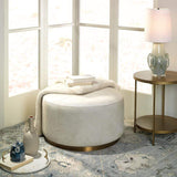 Jamie Young Co. Thackeray Round Pouf - White Furniture jamie-young-20THAC-LGWH
