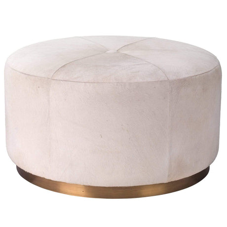 Jamie Young Co. Thackeray Round Pouf - White Furniture jamie-young-20THAC-LGWH