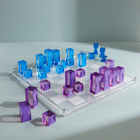 Jonathan Adler Acrylic Chess Set-Blue/Purple Decor