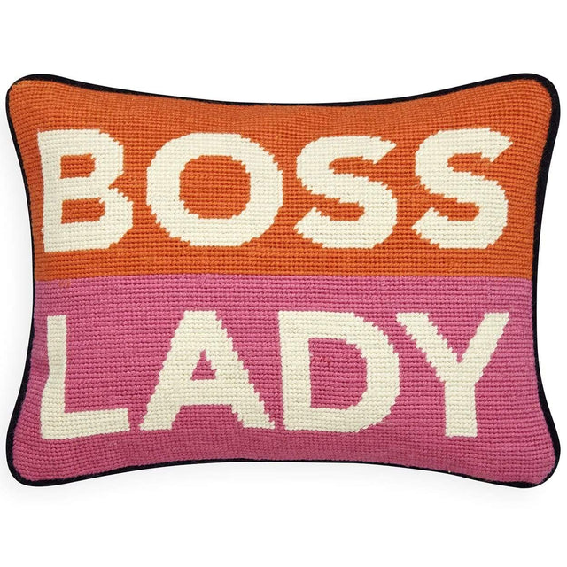 Jonathan Adler Boss Lady Needlepoint Pillow Pillow & Decor jonathan-adler-26660 00848539078912