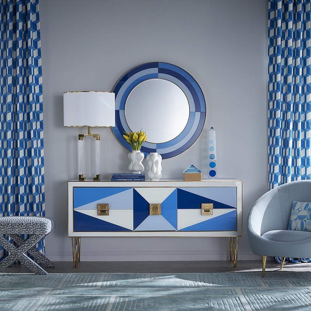 Jonathan Adler Harlequin Round Mirror - Multi Blue Mirrors jonathan-adler-29808