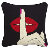 Jonathan Adler Lips Hush Needlepoint Throw Pillow Pillow & Decor jonathan-adler-25688 00848539031078