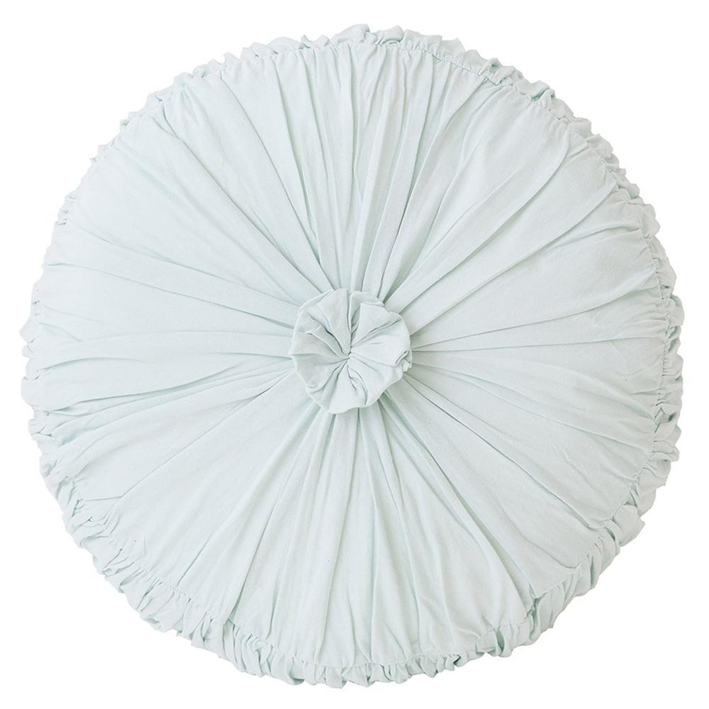 Lazybones Rosette Round Cushion in Chalk Blue Organic Cotton Bedding and Bath lazybones-rosette-round-cushion-chalk-blue