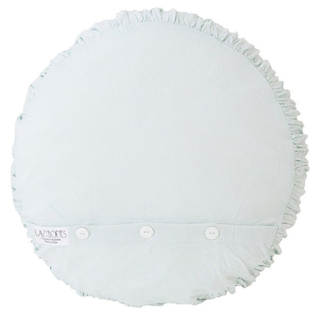 Lazybones Rosette Round Cushion in Chalk Blue Organic Cotton Bedding and Bath lazybones-rosette-round-cushion-chalk-blue