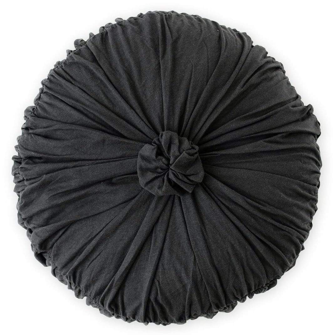 Lazybones Rosette Round Cushion in Charcoal Organic Cotton Bedding and Bath Lazybones-cushcha