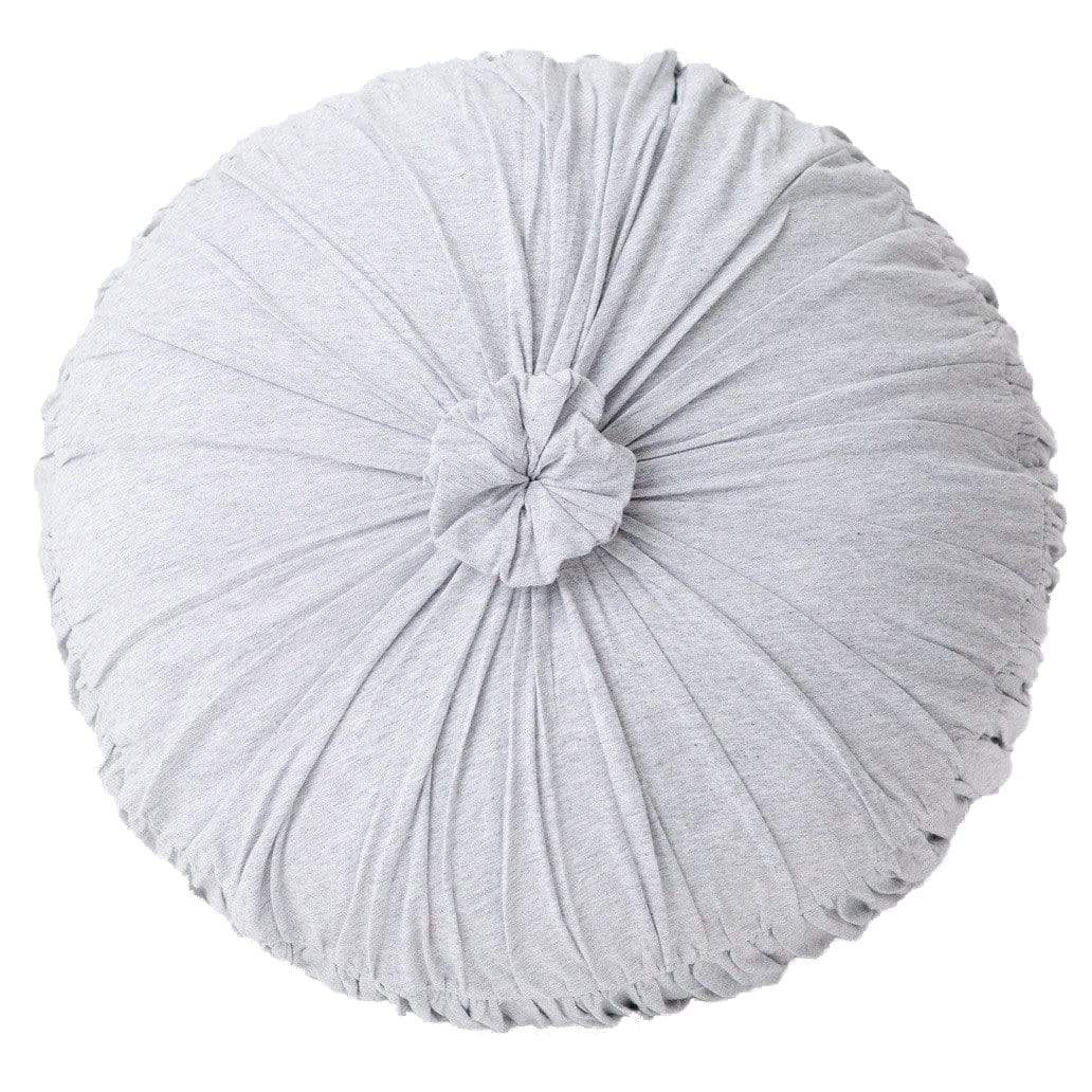 Lazybones Rosette Round Cushion in Mid Heather Gray Organic Cotton Bedding and Bath lazybones-cushgym