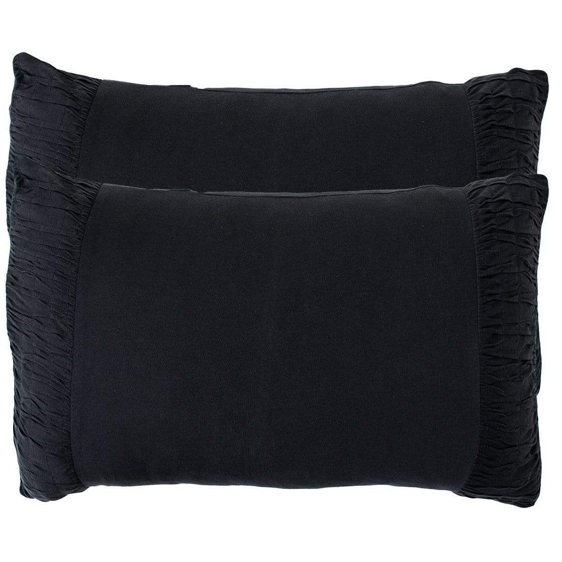 Lazybones Rosette Standard Pillowcase Set in Charcoal Organic Cotton Bedding and Bath Lazybones-pcscha