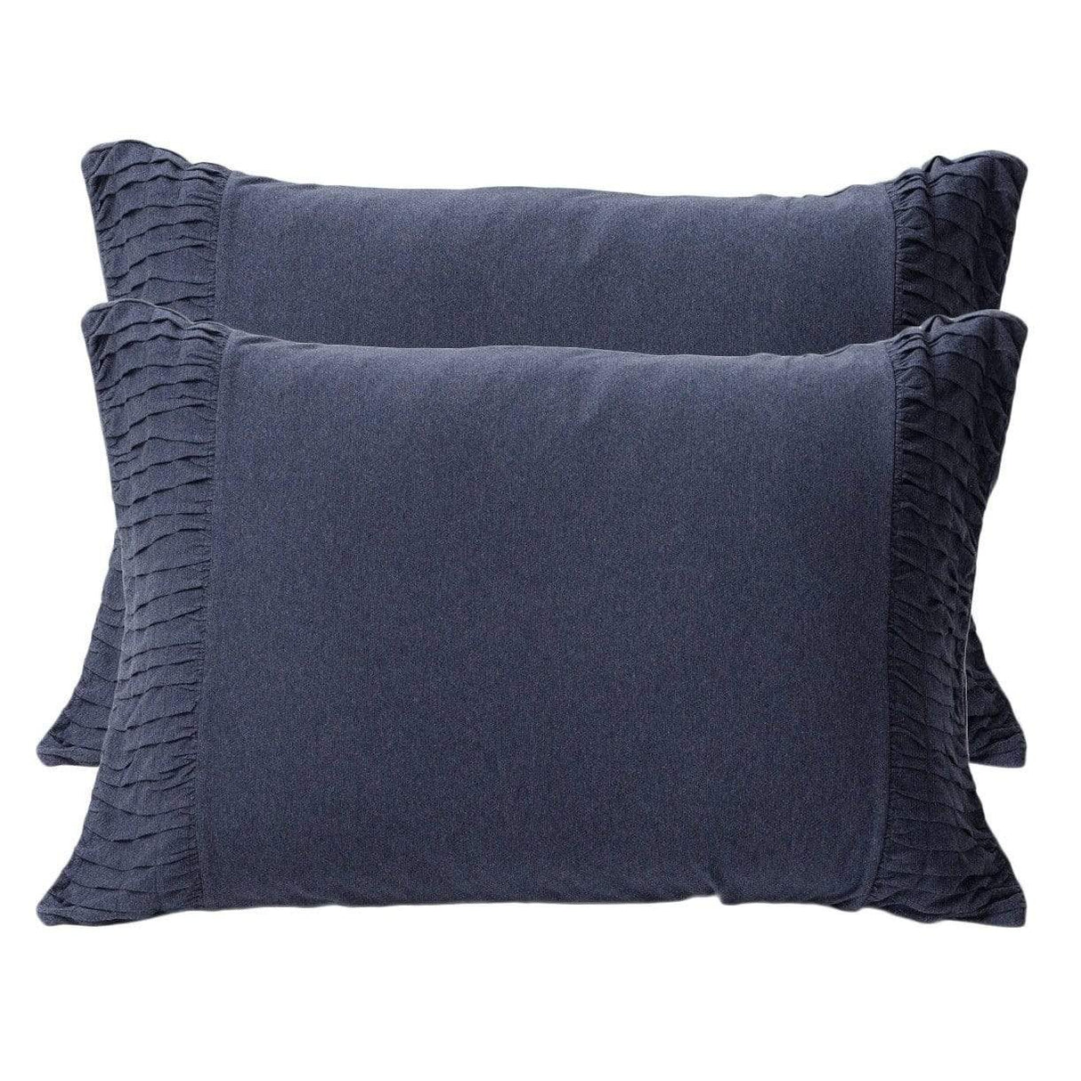 Lazybones Rosette Standard Pillowcase Set in Heather Indigo Organic Cotton Bedding and Bath lazybones-pcsindm
