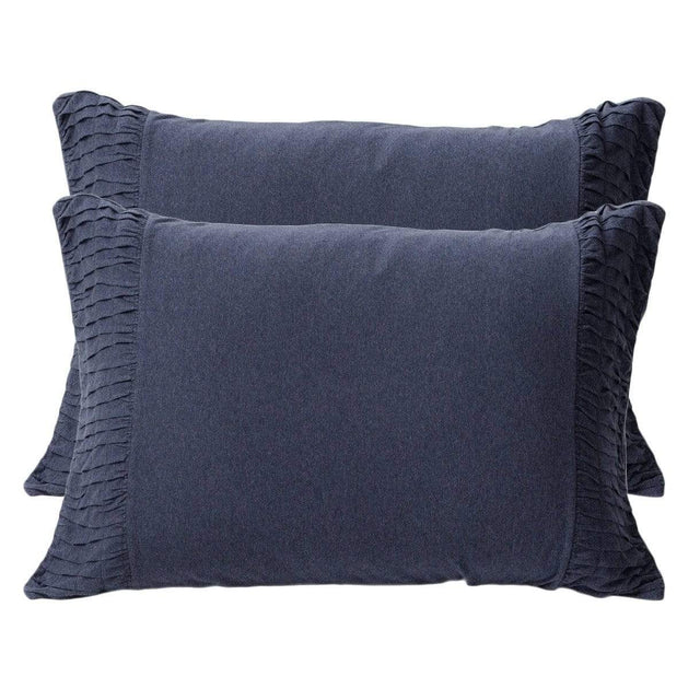 Lazybones Rosette Standard Pillowcase Set in Heather Indigo Organic Cotton Bedding and Bath lazybones-pcsindm