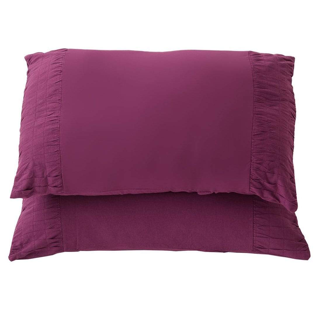 Lazybones Rosette Standard Pillowcase Set in Italian Plum Bedding and Bath lazybones-pillowcase-italian-plum-set-of-2