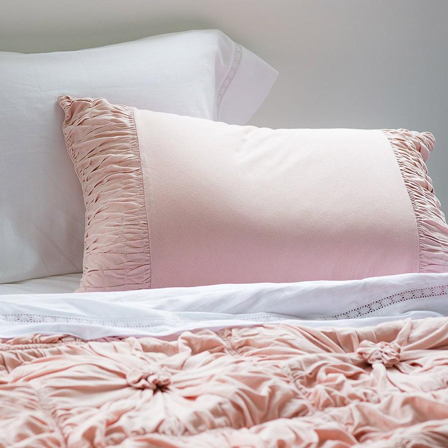 Lazybones Rosette Standard Pillowcase Set in Tuscan Pink Organic Cotton Bedding and Bath Lazybones-pcsotus