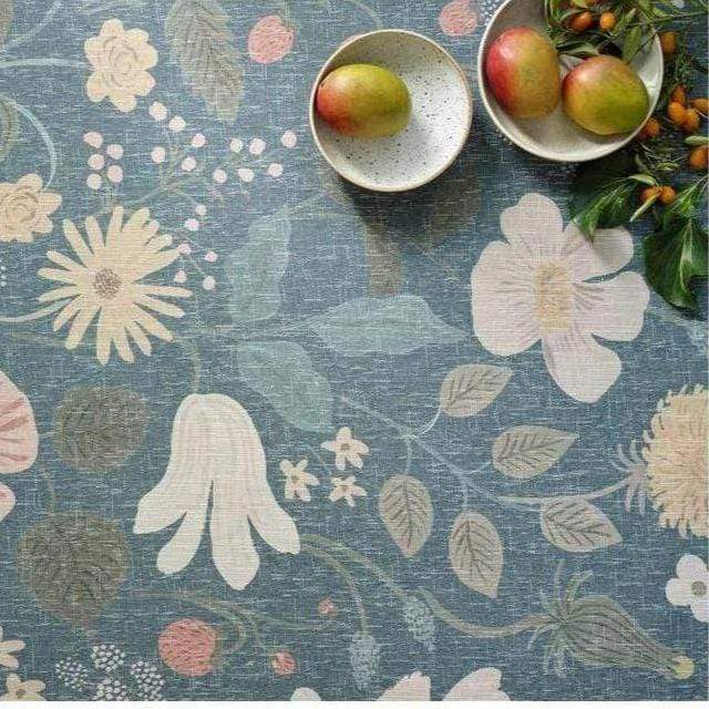 rug カシゴラ クルーネックプルオーバー Cotswolds Strawberry Fields Teal Rug – Meadow Blu