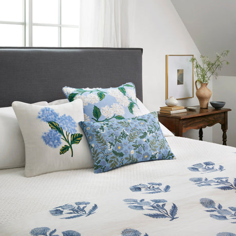 Loloi Rifle Paper Co. Hydrangea Pillow - Blue/Ivory Pillows