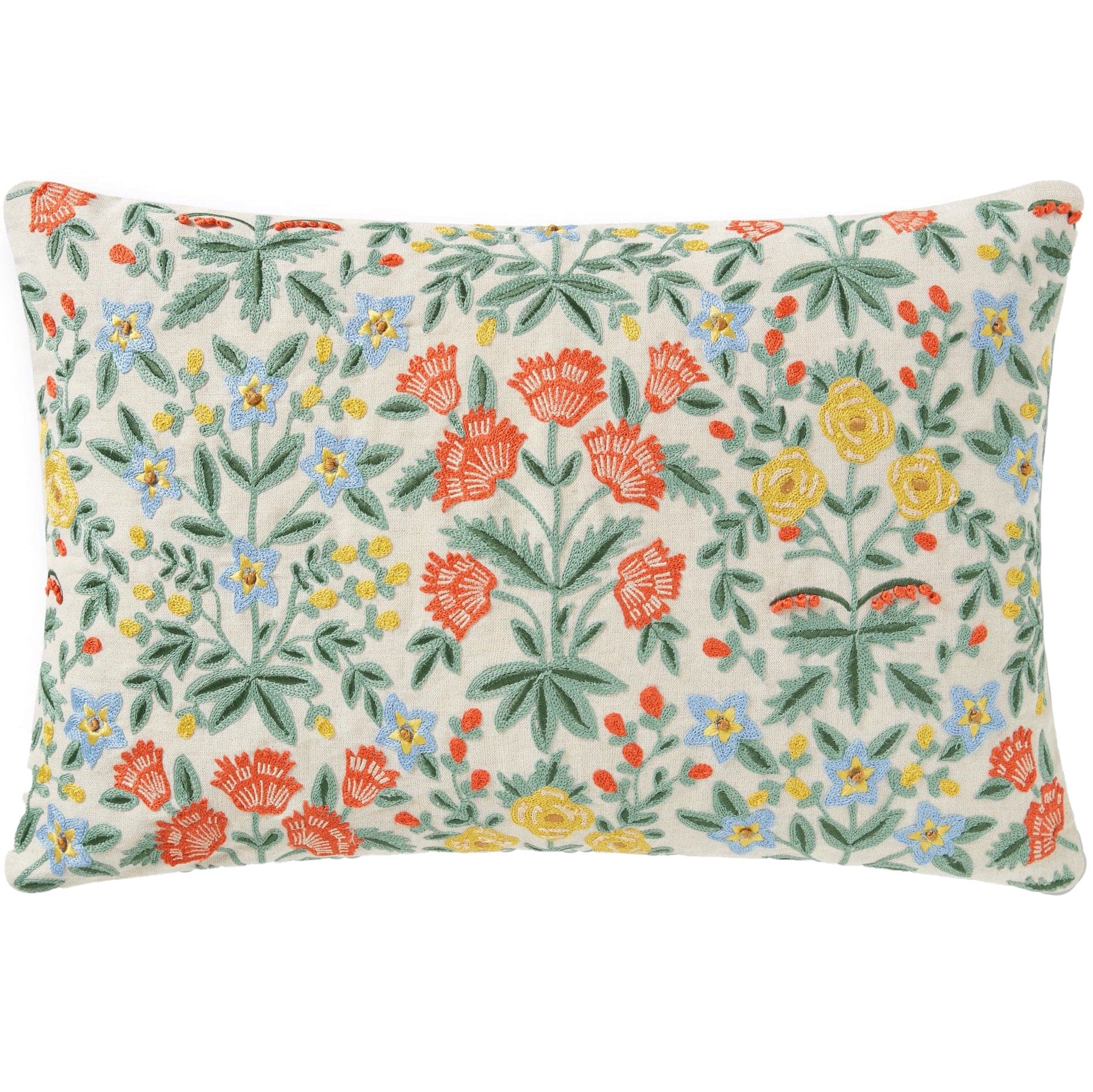 Loloi Rifle Paper Co. Mughal Rose Linen Pillow – Meadow Blu