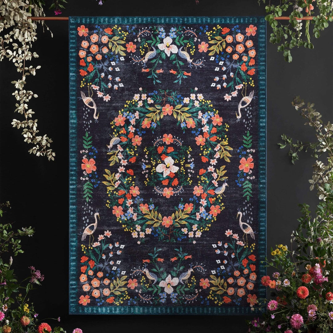 Loloi Rifle Paper Co. Palais Rug, Black, Multi 3'9"x5'9" Meadow Blu