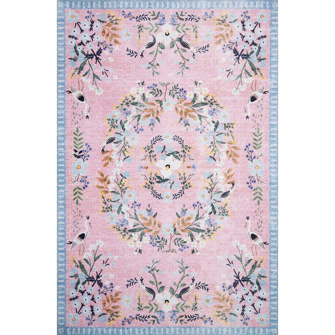 Loloi Rifle Paper Co. Palais Rug, Rose, Sky 3'9" x 5'9" Meadow Blu