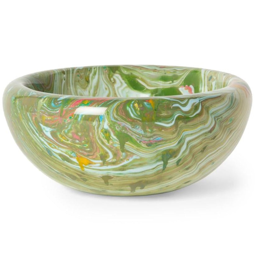 Darva Bowl - Green Swirl Lacquered Resin – Meadow Blu