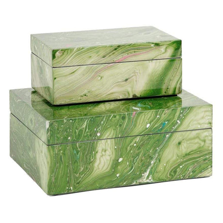 Made Goods Noelle Box Set - Green Swirl Lacquered Resin Decor made-goods-OBJNOELLEBXGNS2