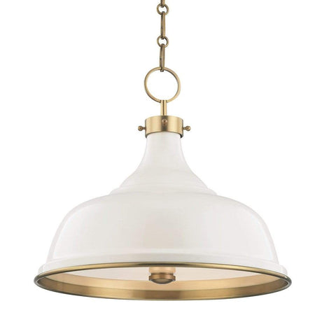 Mark D. Sikes Painted No. 1 Pendant - Aged Brass and Off White Lighting hudson-valley-MDS300-AGB/OW 00806134876517