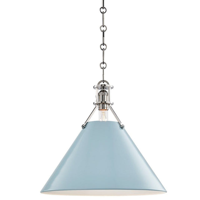 Mark D. Sikes Painted No. 2 Pendant - Polished Nickel and Blue Bird Lighting