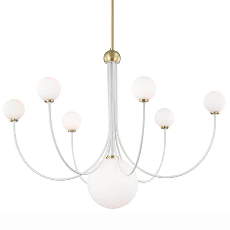 Mitzi Coco 7 Light Chandelier - Aged Brass/White Lighting mitzi-H234807-AGB/WH 00806134847845