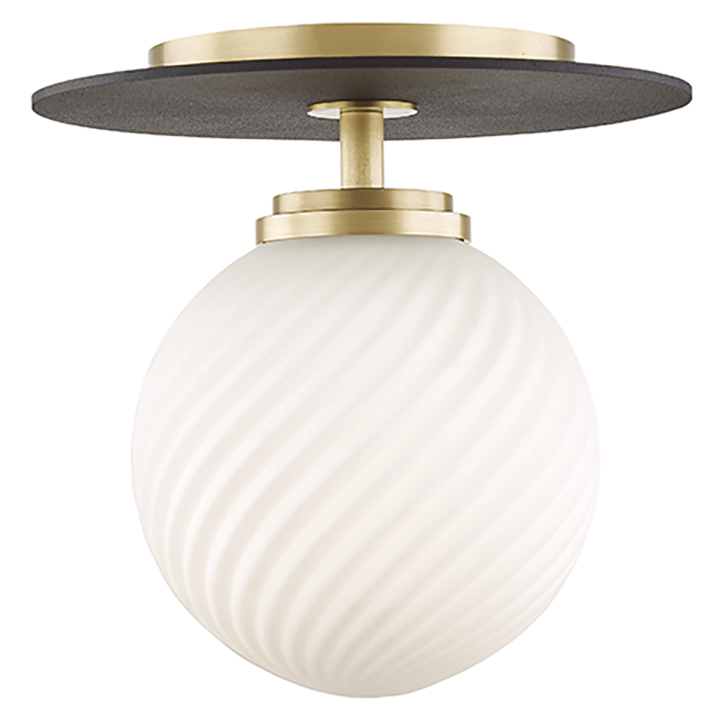 Mitzi Ellis Semi Flush Mount - Aged Brass/Black Lighting