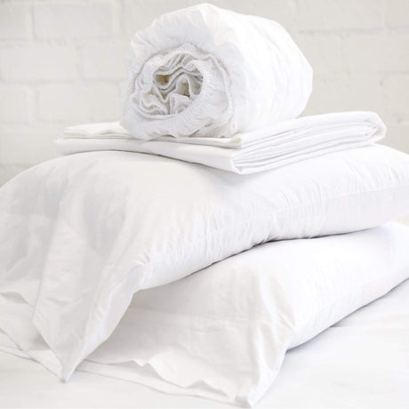 Pom Pom at Home Cotton Percale Sheet Set - White Bedding and Bath
