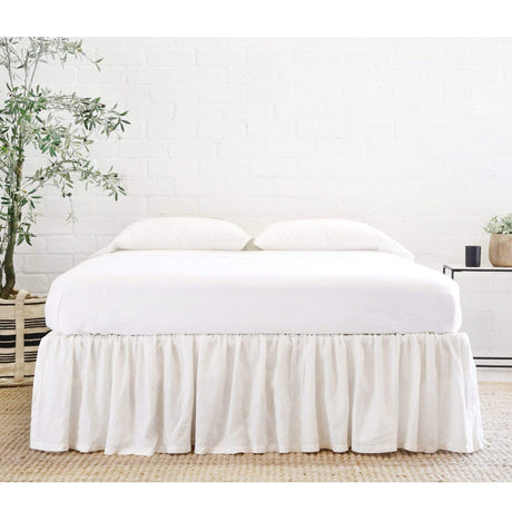 Pom Pom at Home Gathered Linen Bedskirt - Cream Bedding and Bath