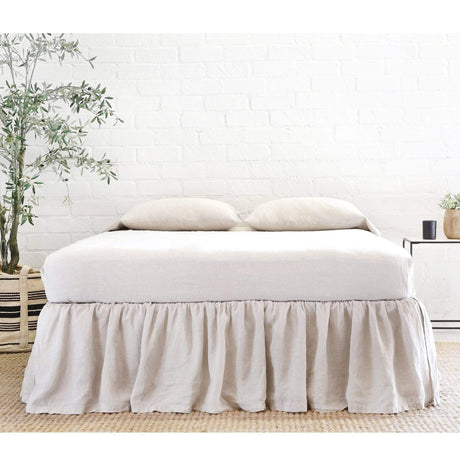 Pom Pom at Home Gathered Linen Bedskirt - Flax Bedding and Bath