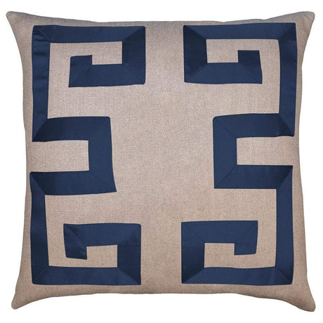 Square Feathers Home Empire Birch Brown Ribbon Pillow Decor square-feathers-empire-linen-navy-22-22