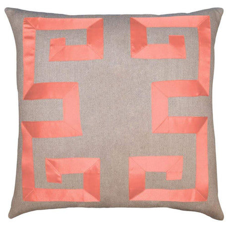 Square Feathers Home Empire Birch Navy Ribbon Pillow Decor square-feathers-empire-linen-coral-22-22
