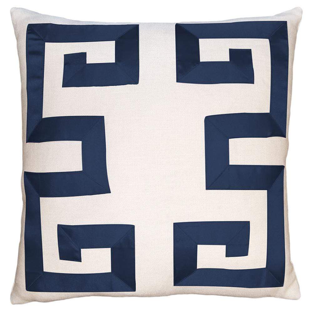 Square Feathers Home Empire Linen Brown Ribbon Pillow Decor square-feathers-empire-birch-navy-22-22