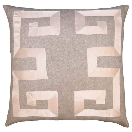 Square Feathers Home Empire Linen Brown Ribbon Pillow Decor square-feathers-empire-linen-champagne-22-22